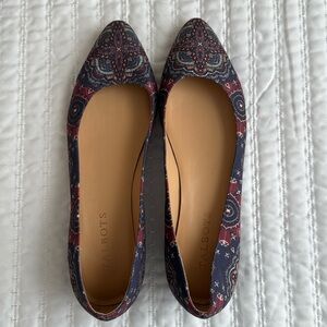 Talbots Shoes Womens 8 Pointed Toe Flats Slip On Multicolor Fabric